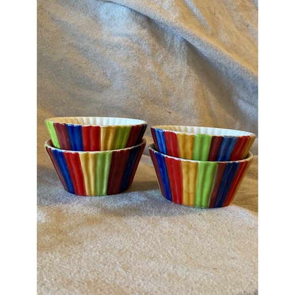 Whimsical Porcelain Dessert Cups Rainbow colors Ramekin 4oz - Picture 1 of 4
